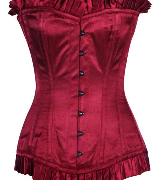 Maroon Satin Longline Silk Corset For Women