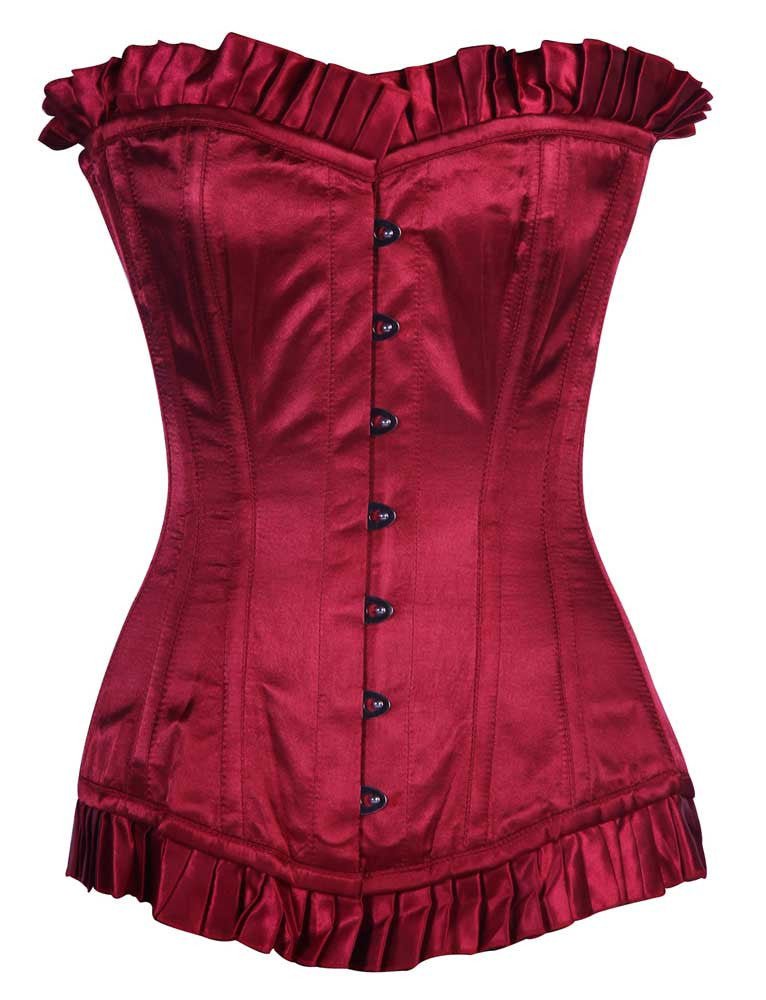 Maroon Satin Longline Silk Corset For Women