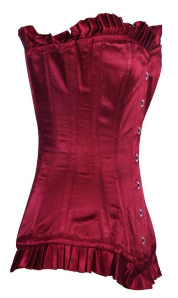 Maroon Satin Longline Silk Corset For Women