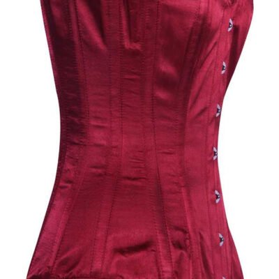 Maroon Satin Longline Silk Corset For Women