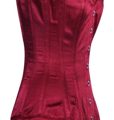 Maroon Satin Longline Silk Corset For Women