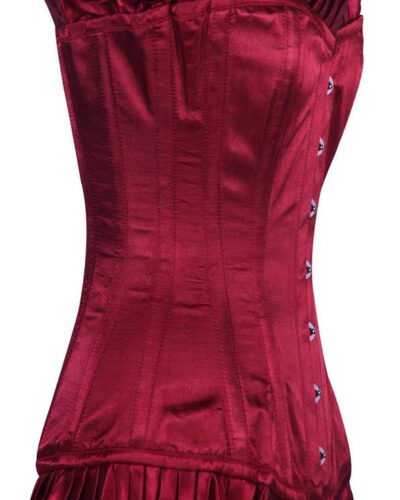 Maroon Satin Longline Silk Corset For Women