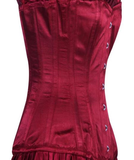 Maroon Satin Longline Silk Corset For Women
