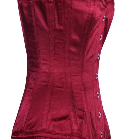 Maroon Satin Longline Silk Corset For Women