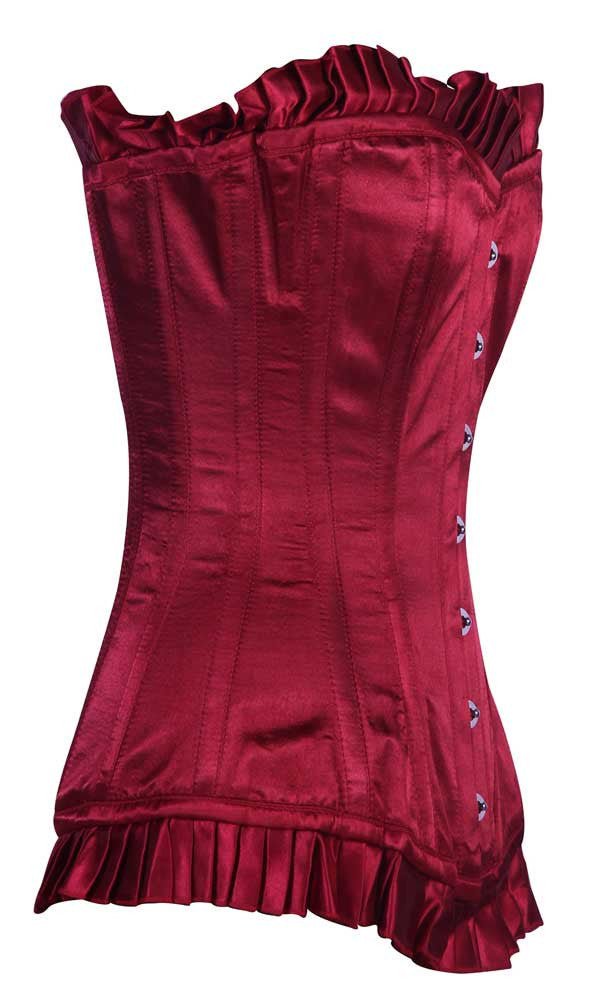 Maroon Satin Longline Silk Corset For Women