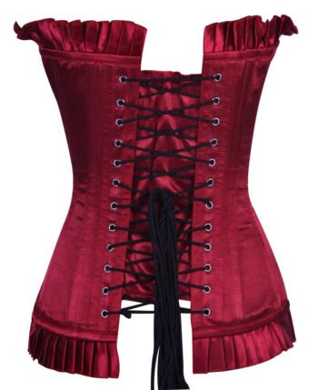 Maroon Satin Longline Silk Corset For Women