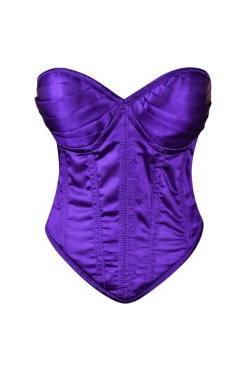 Purple Satin Steel Boned Overbust Corset Top