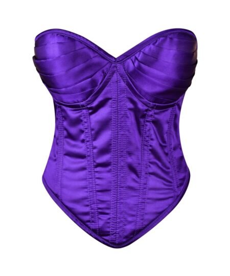 Purple Satin Steel Boned Overbust Corset Top