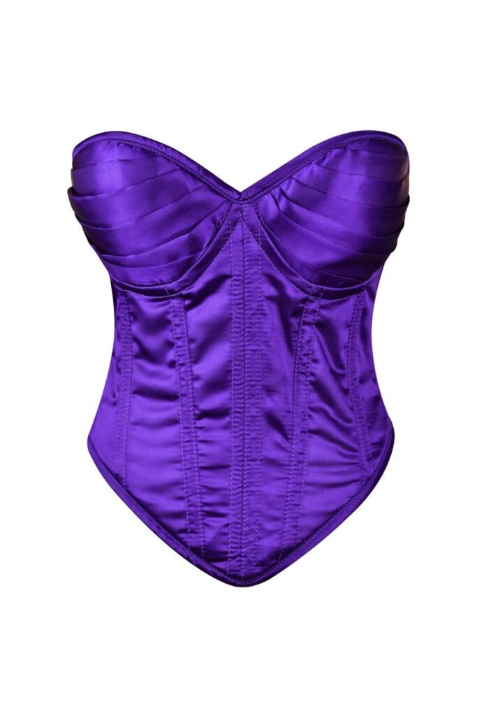 Purple Satin Steel Boned Overbust Corset Top