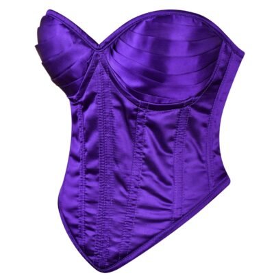 Purple Satin Steel Boned Overbust Corset Top