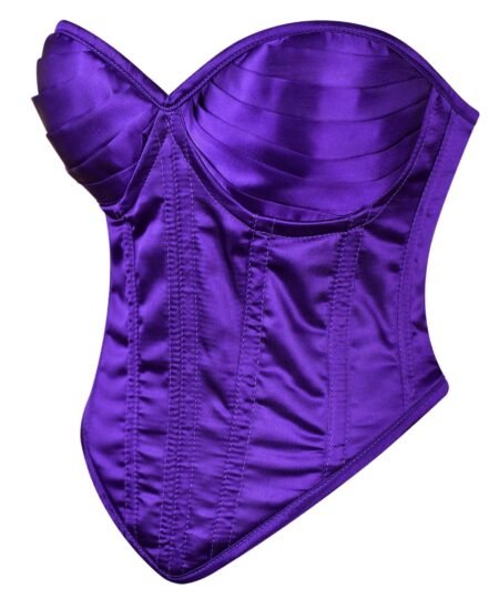 Purple Satin Steel Boned Overbust Corset Top