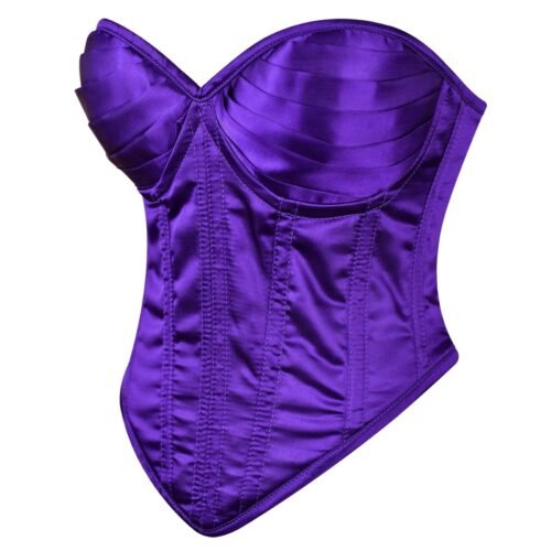 Purple Satin Steel Boned Overbust Corset Top