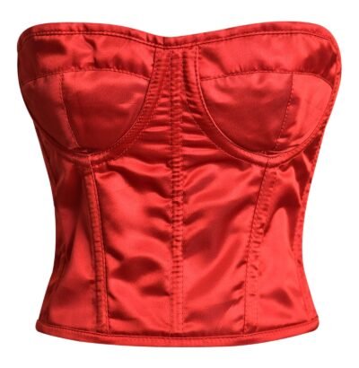 Red Satin Bustier Women Corset Top