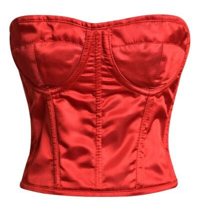Red Satin Bustier Women Corset Top