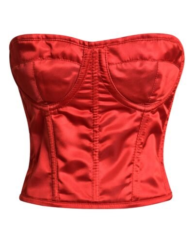 Red Satin Bustier Women Corset Top