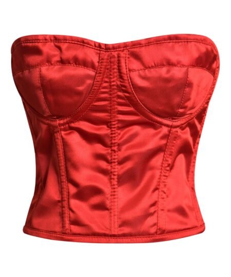 Red Satin Bustier Women Corset Top