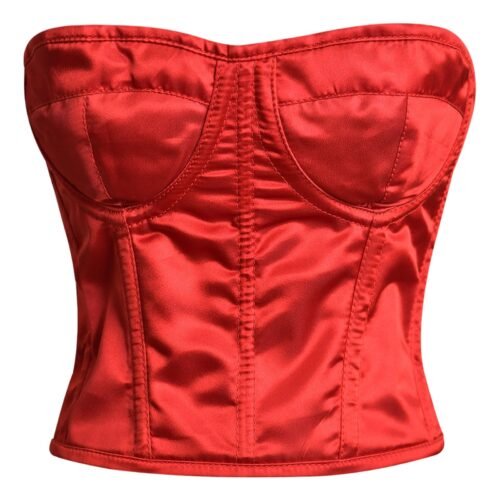 Red Satin Bustier Women Corset Top