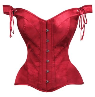 Red Satin Corset Top Bustier For Women