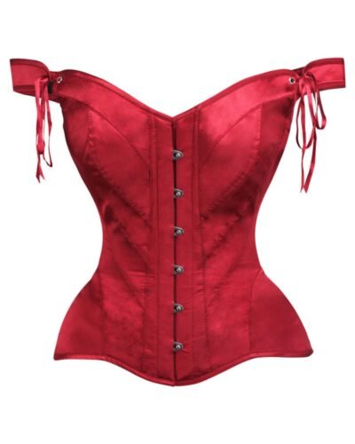 Red Satin Corset Top Bustier For Women