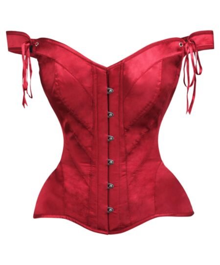 Red Satin Corset Top Bustier For Women