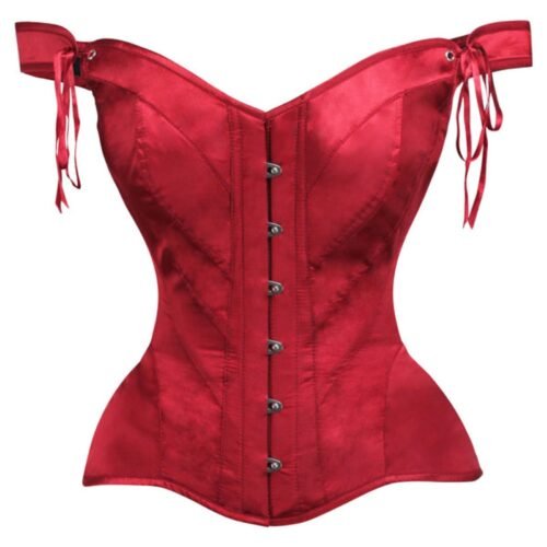 Red Satin Corset Top Bustier For Women