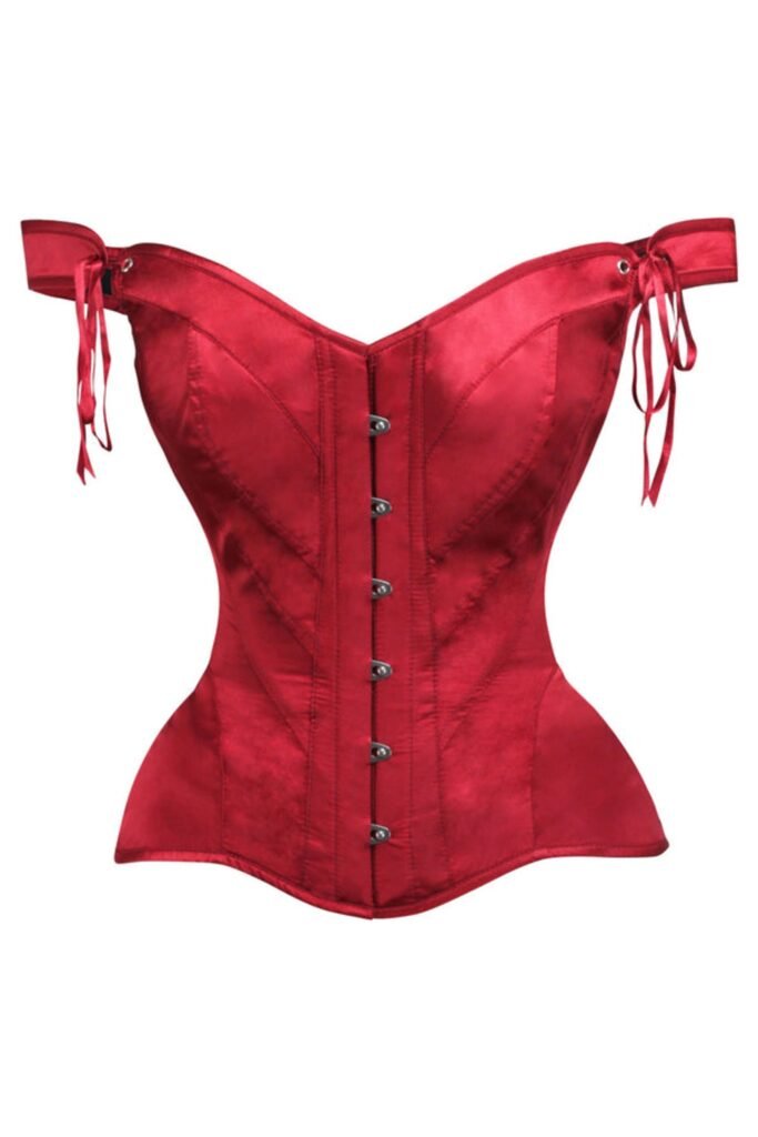 Red Satin Corset Top Bustier For Women