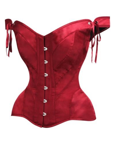 Red Satin Corset Top Bustier For Women