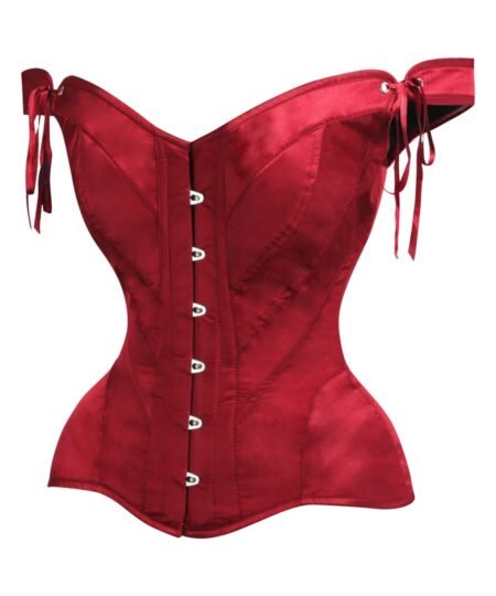 Red Satin Corset Top Bustier For Women