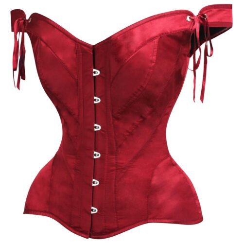 Red Satin Corset Top Bustier For Women