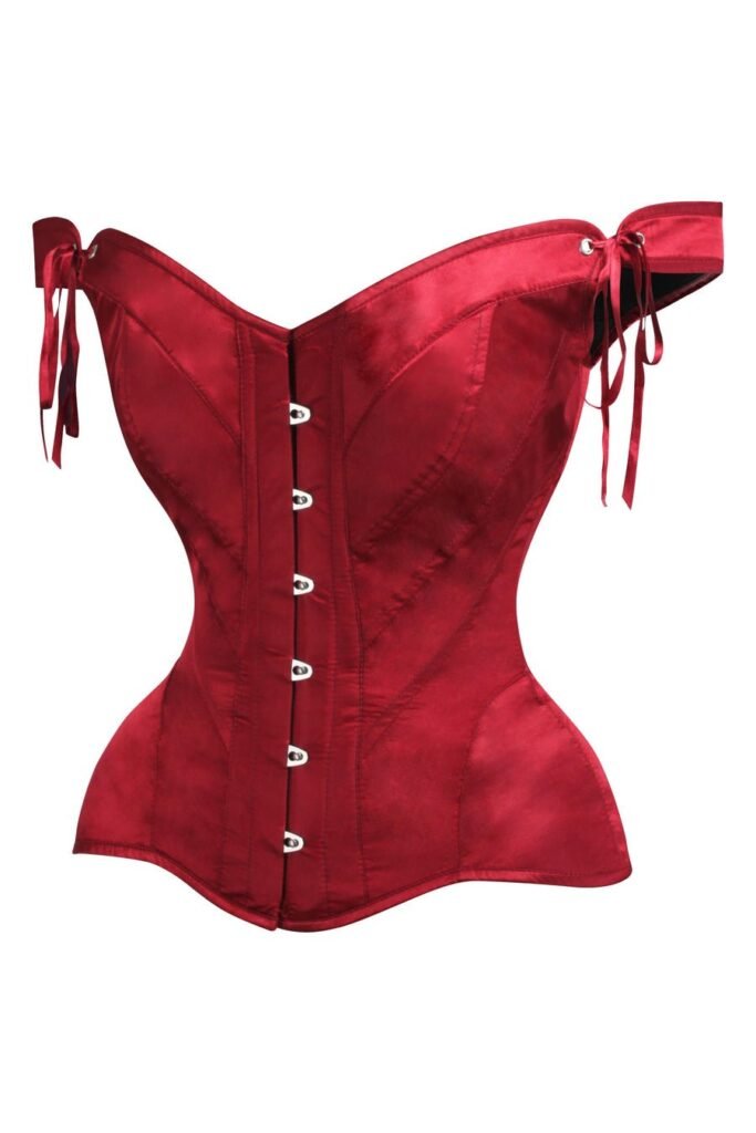 Red Satin Corset Top Bustier For Women