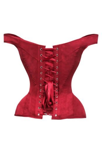 Red Satin Corset Top Bustier For Women