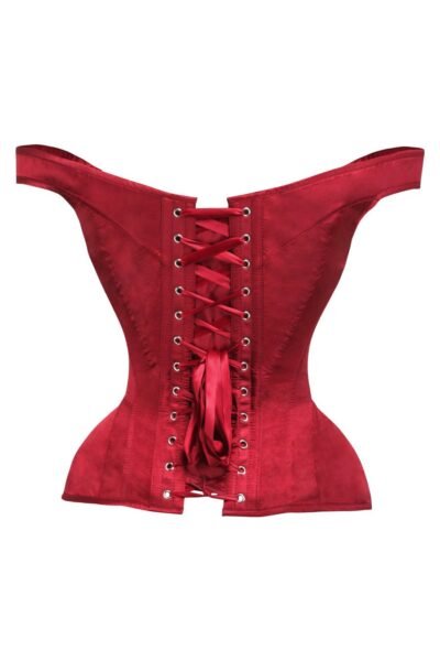 Red Satin Corset Top Bustier For Women