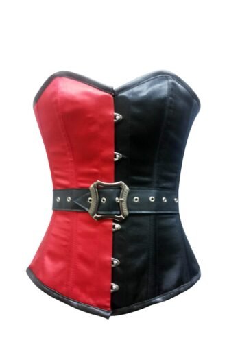 Satin Corset With Leather Belt Waist Trainer
