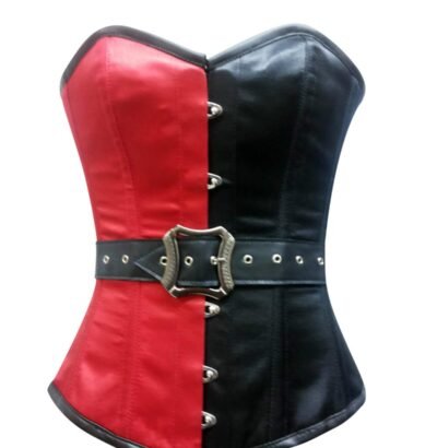 Satin Corset With Leather Belt Waist Trainer