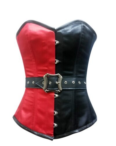 Satin Corset With Leather Belt Waist Trainer