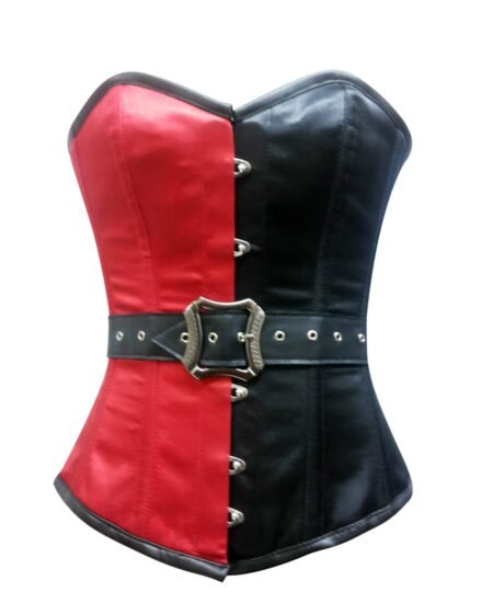 Satin Corset With Leather Belt Waist Trainer