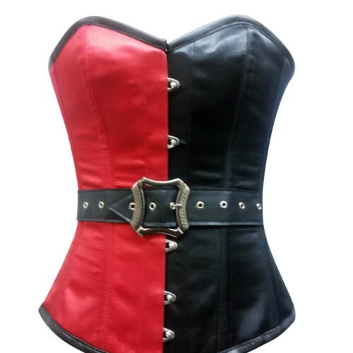 Satin Corset With Leather Belt Waist Trainer