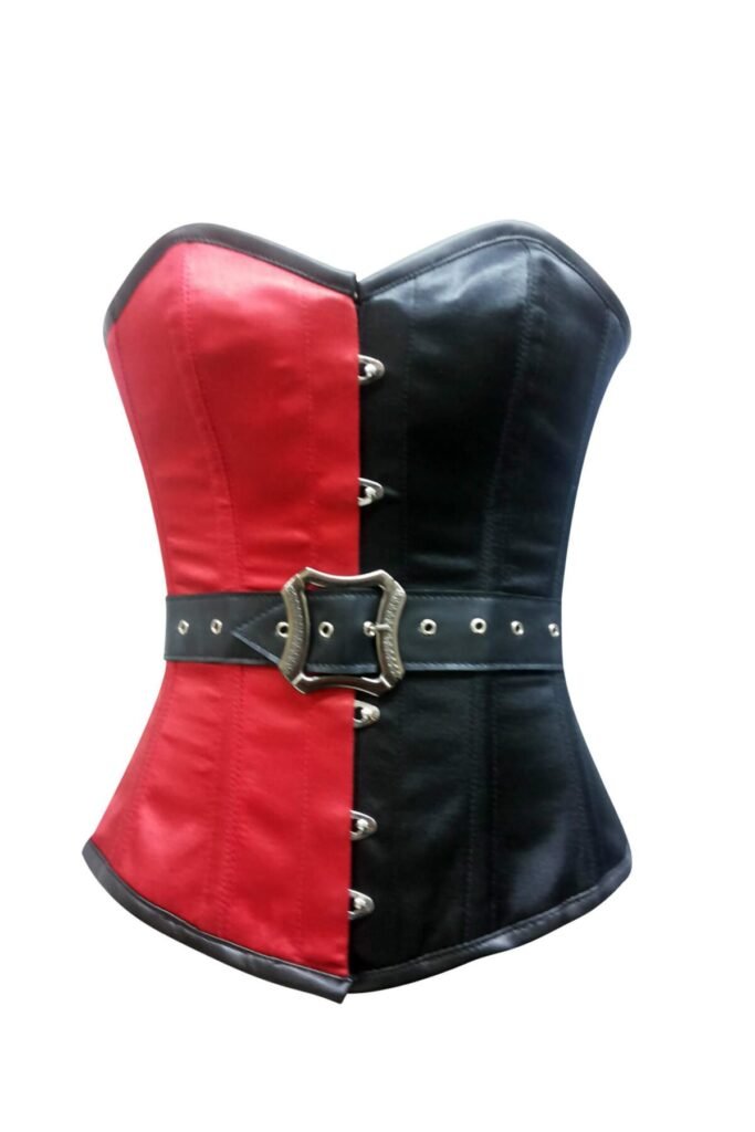Satin Corset With Leather Belt Waist Trainer