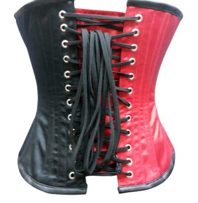 Satin Corset With Leather Belt Waist Trainer