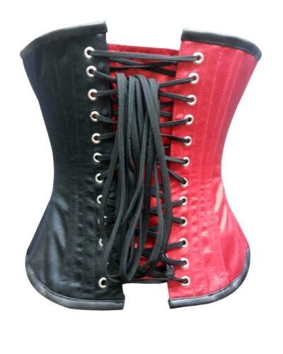 Satin Corset With Leather Belt Waist Trainer