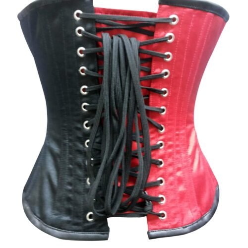 Satin Corset With Leather Belt Waist Trainer