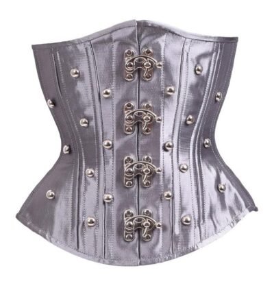 Silver Satin Waist Training Underbust Corset