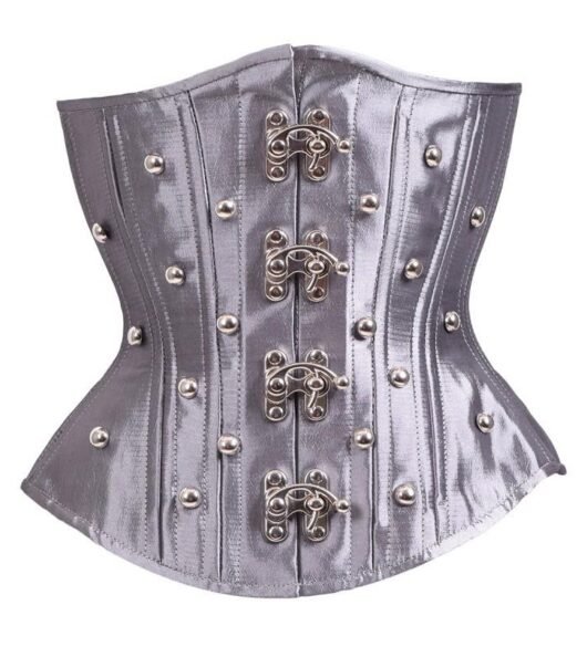 Silver Satin Waist Training Underbust Corset