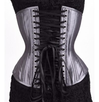 Silver Satin Waist Training Underbust Corset