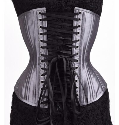 Silver Satin Waist Training Underbust Corset