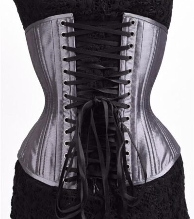 Silver Satin Waist Training Underbust Corset