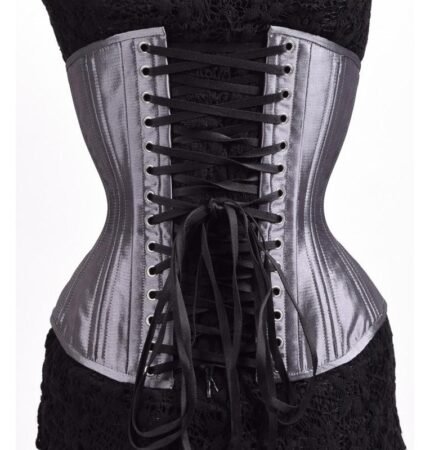 Silver Satin Waist Training Underbust Corset