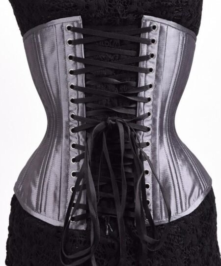 Silver Satin Waist Training Underbust Corset
