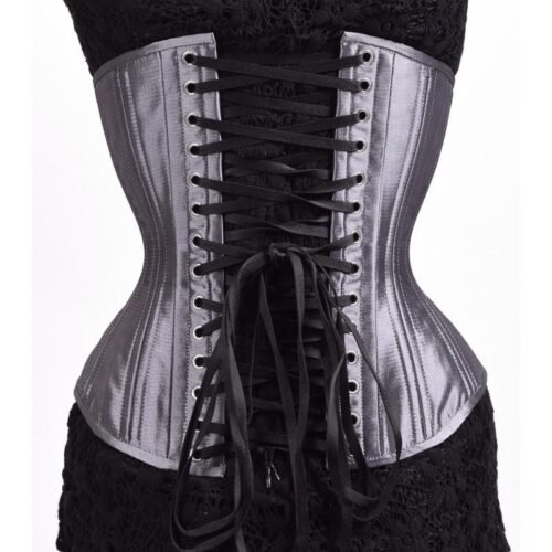 Silver Satin Waist Training Underbust Corset