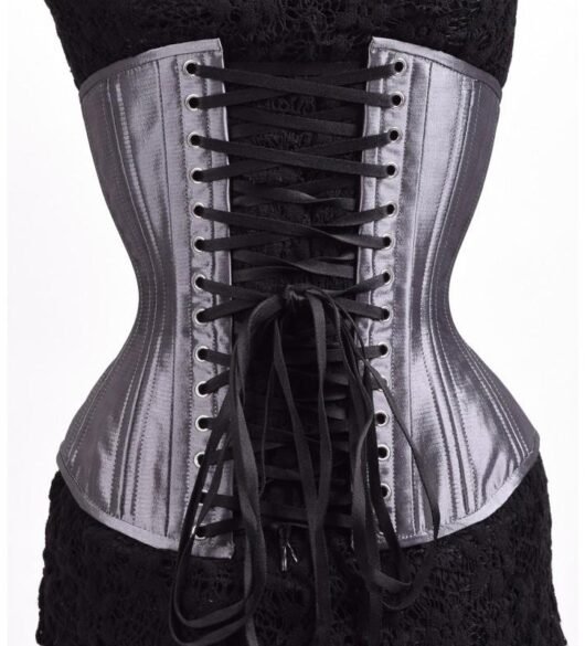Silver Satin Waist Training Underbust Corset